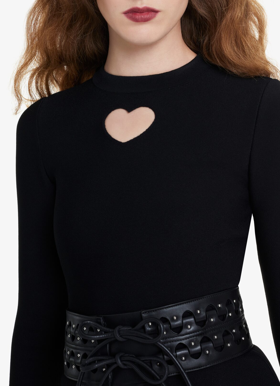 LONG-SLEEVE COEUR CUTOUT TOP ALAÏA BLACK LONG-SLEEVE COEUR CUTOUT TOP